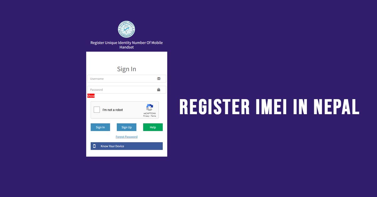 eir.nta.gov.np Mobile IMEI Number Registration