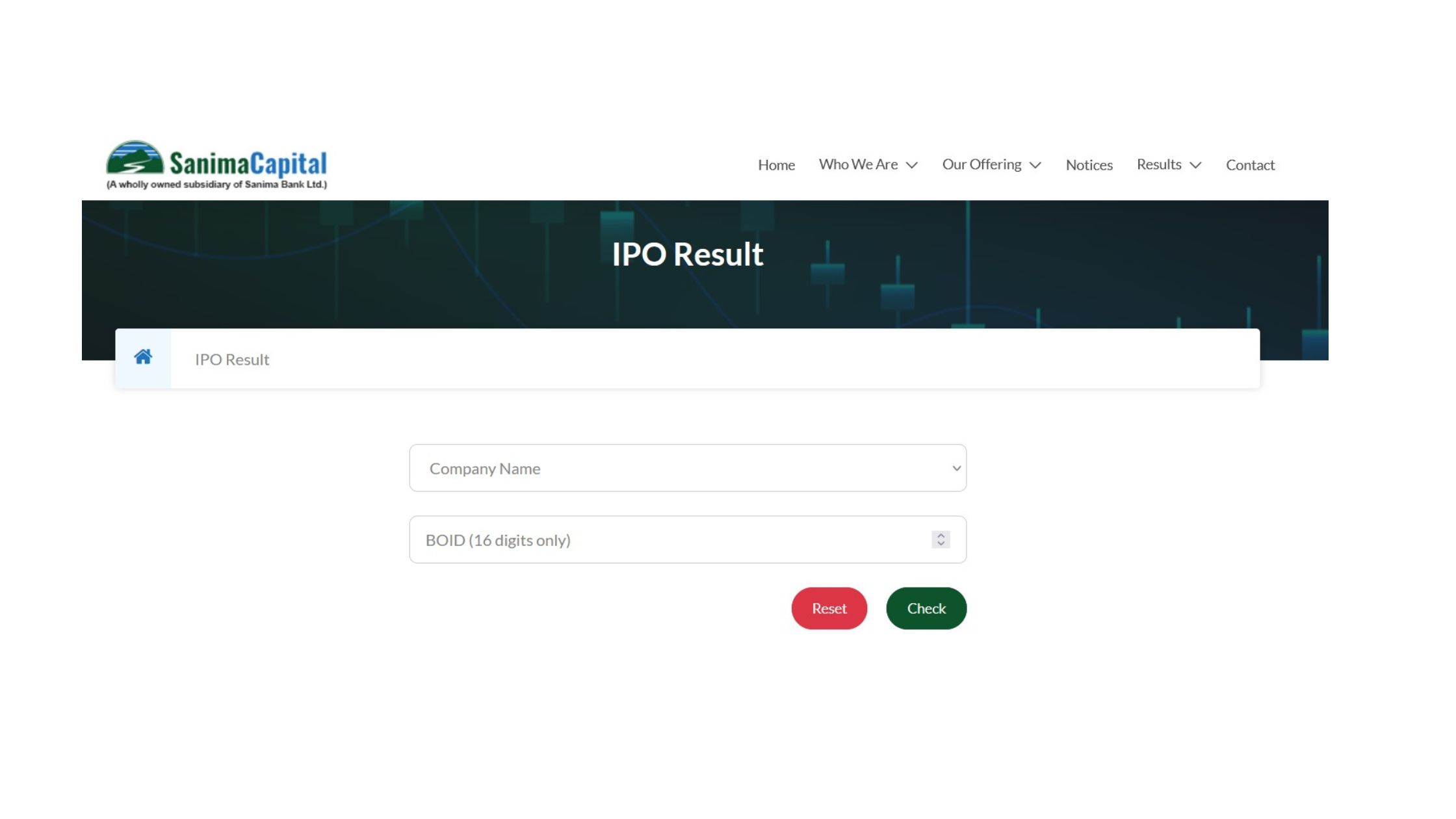Sanima Capital Limited IPO Result Page